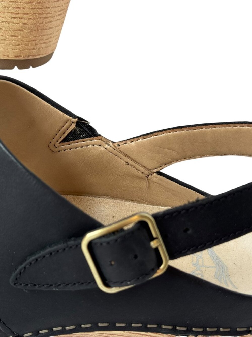 Dansko Lucia Leather Clogs Black Oiled Strappy Wooden Platform Women's Size 40 - Picture 5 of 11